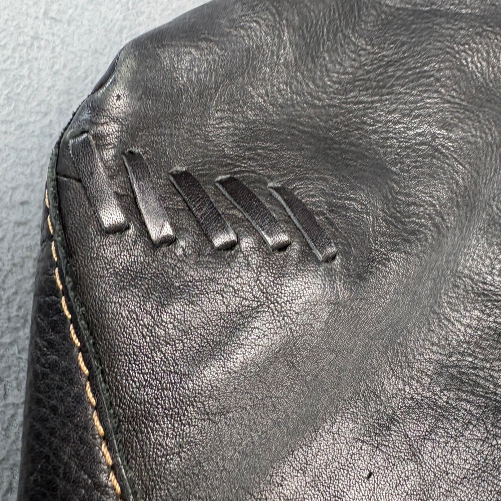 Lucky Brand Vintage Inspired Black Pebbled Leather Hobo Bag Whipstitch Detail - Picture 6 of 13